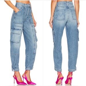MOTHER Women’s 26 The Curbside Cargo Flood Jeans Herbal Remedy Barrel Blue Y2K